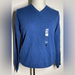 Piombo | Wool V Neck Sweater | Blue | Large